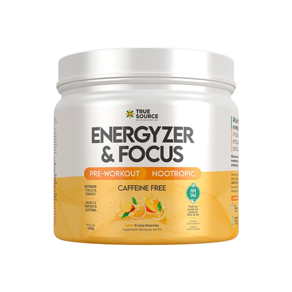 Pré Treino Energyzer & Focus (sem cafeína) - 450g - True Source