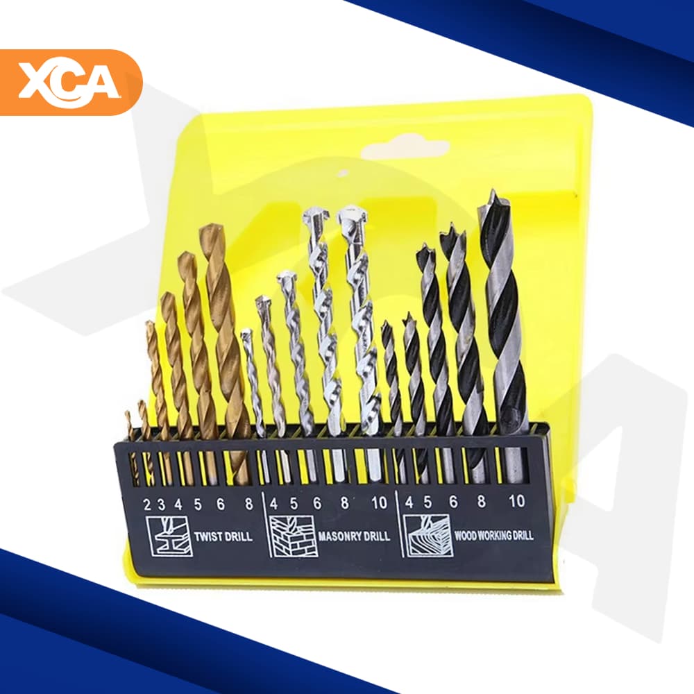 Jogo De Brocas Madeira Concreto Metal Aço Kit Com 16 Peças Estojo Parafusadeira Furadeira