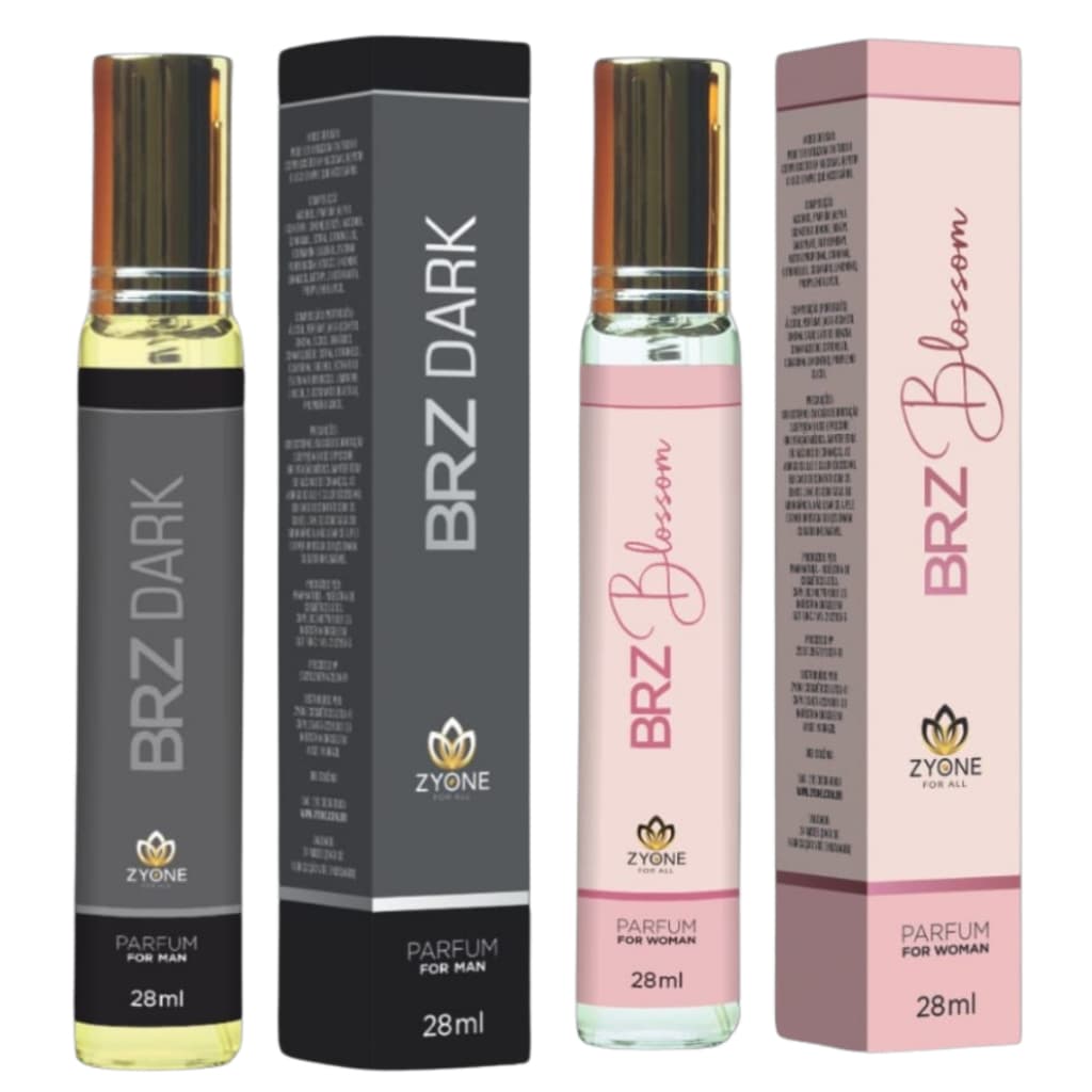 Kit 2 Perfumes Importados - 01 Masculino e 01 Feminino 28ml Zyone - Perfumes Aromático e Frutal