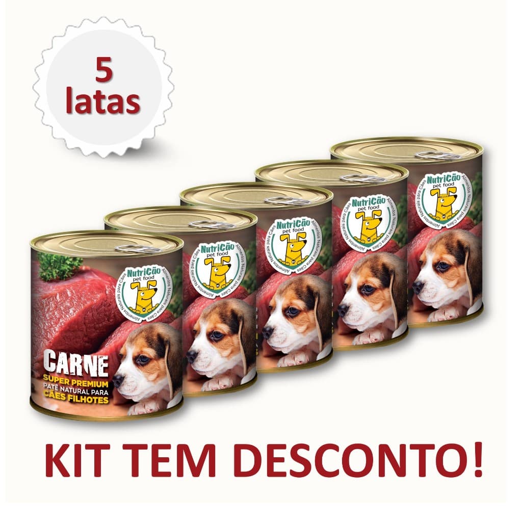 Kit Ração Úmida Patê Natural Maximo Sabor Carne Cães Filhotes NutriCão Pet Food Ração molhada