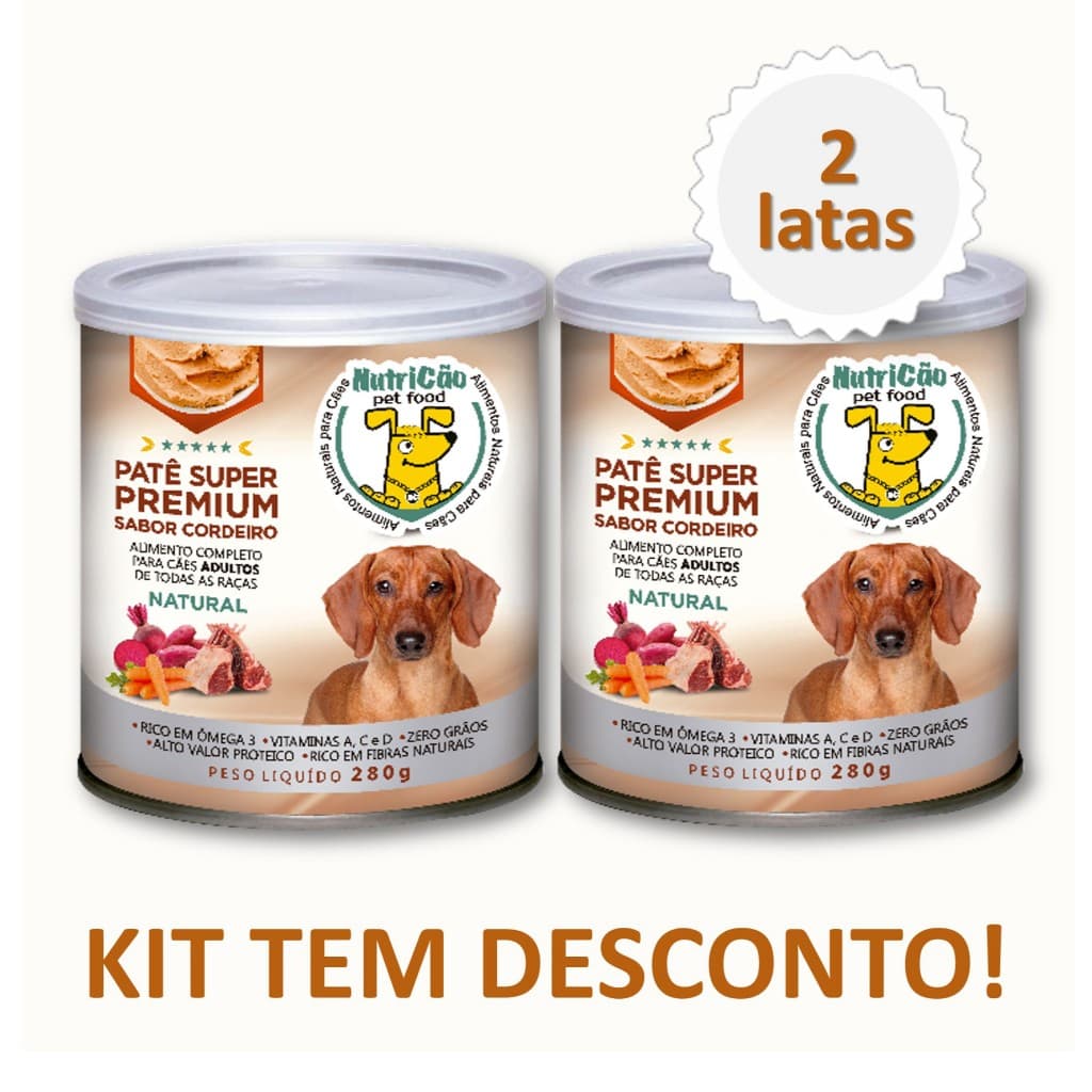 Kit Ração Úmida Patê Natural Cães Adultos Sabor Cordeiro NutriCão Pet Food Max Benefíc Ração Molhada