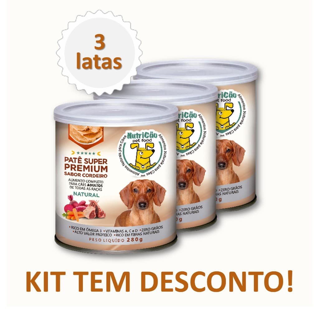 Kit Ração Úmida Patê Natural Cães Adultos Sabor Cordeiro Maxim Saúde NutriCão Pet Food Ração Molhada