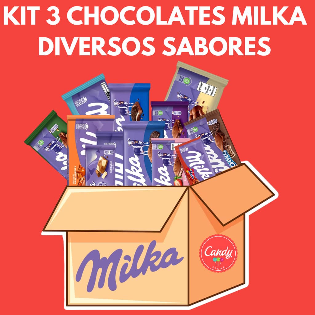 Kit 3 Barras De Chocolate Milka Importado Diversos Sabores