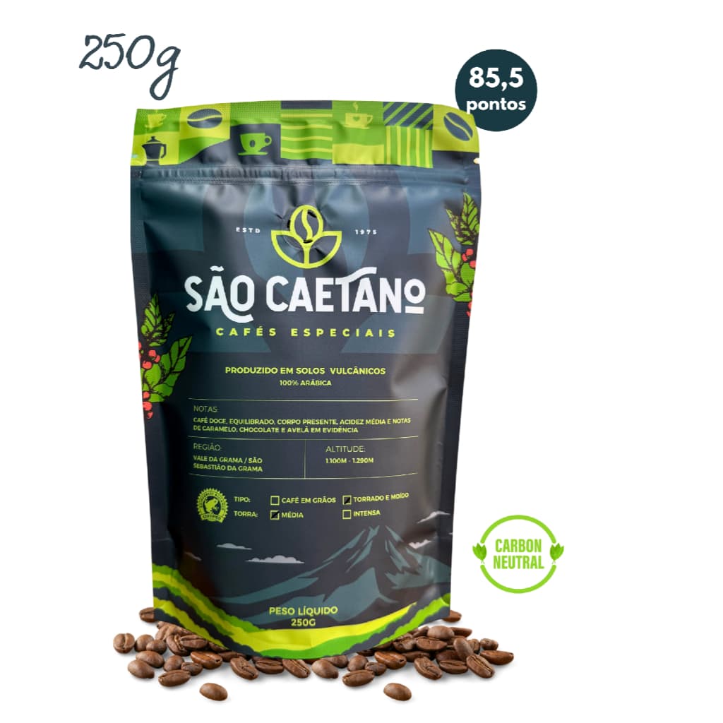 Café Especial São Caetano 250G em Grãos Torra Média 100% Arábica