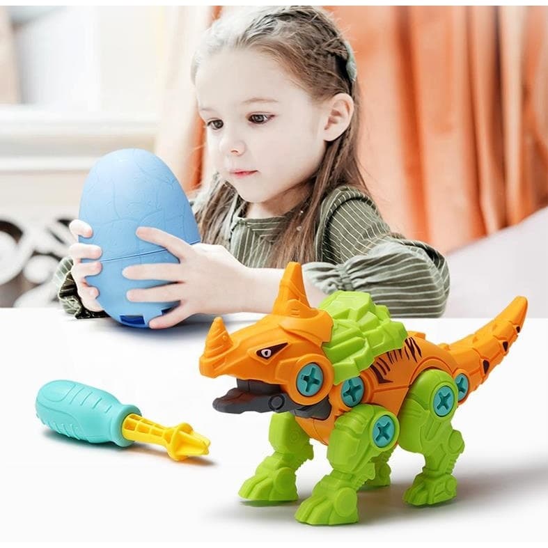 Dinossauro de Brinquedo Monta - e - Desmonta Colorido com Chave Infantil – Brinquedo Educativo e Div