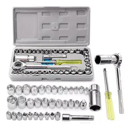 KIT 40 Jogo De Soquete  Peças Chave Catraca Reversível Resistente à Pressão Resistente à Abrasão