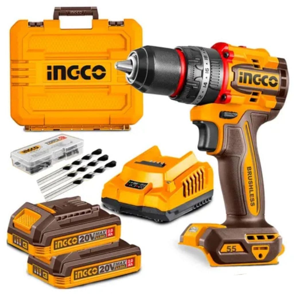 Parafusadeira Furadeira Impacto 20V Ingco Sem Fio 1/2" 13mm Com 2 Baterias e Carregador Bivolt