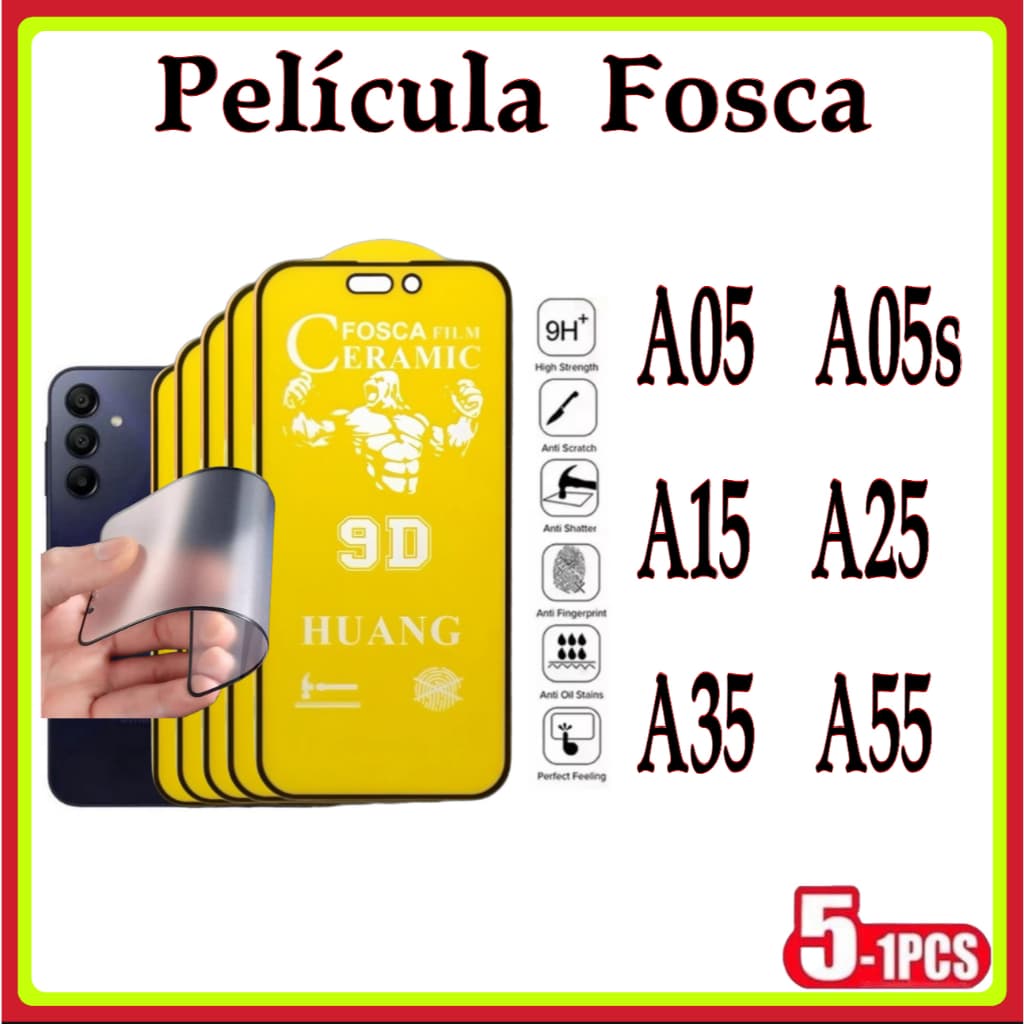 Película Fosca Cerâmica Flexível 9D Hidrogel Samsung A05 A05S A15 A25 A35 A55