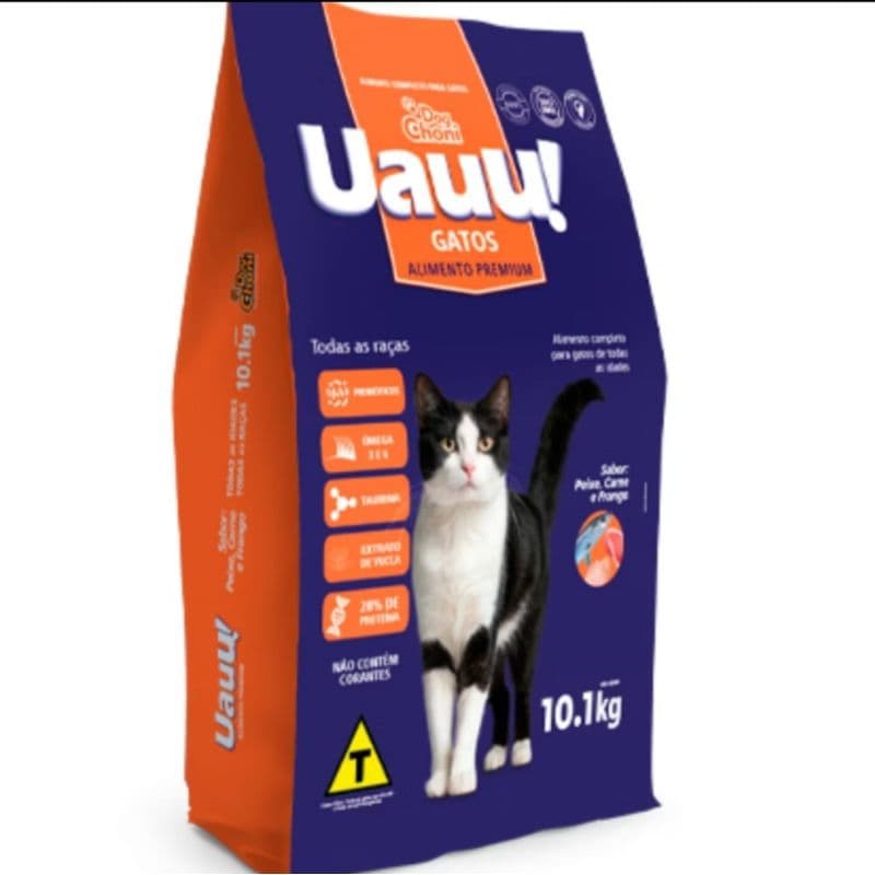 Ração para gatos Uauu sem corante sabor peixe, frango carne racao 10kg