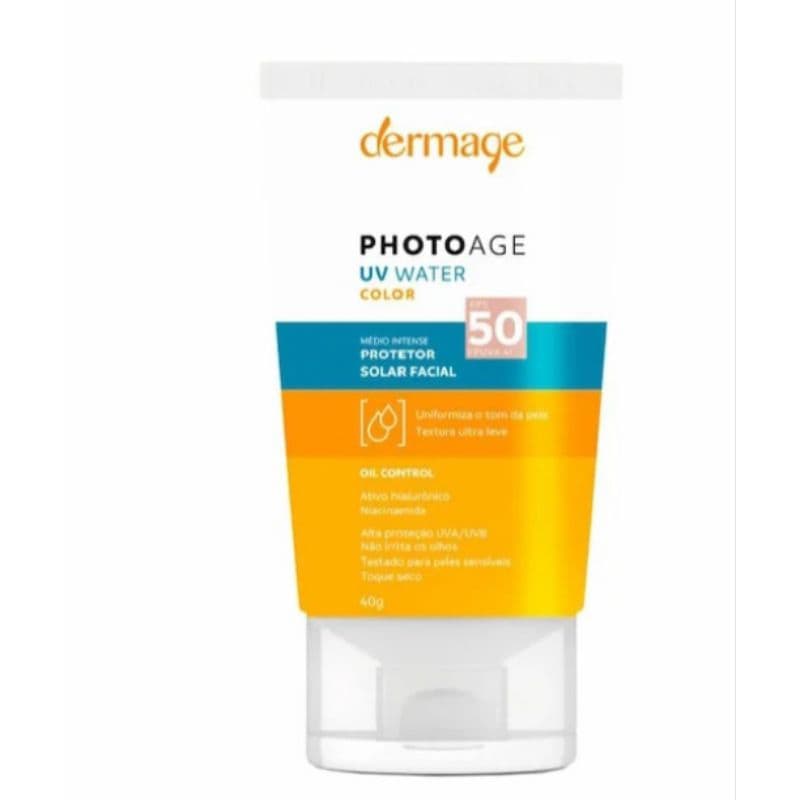 Protetor Solar Facial Dermage Photoage UV Water Color FPS 50 cor Médio Intense 40g Ou NUDE S COR