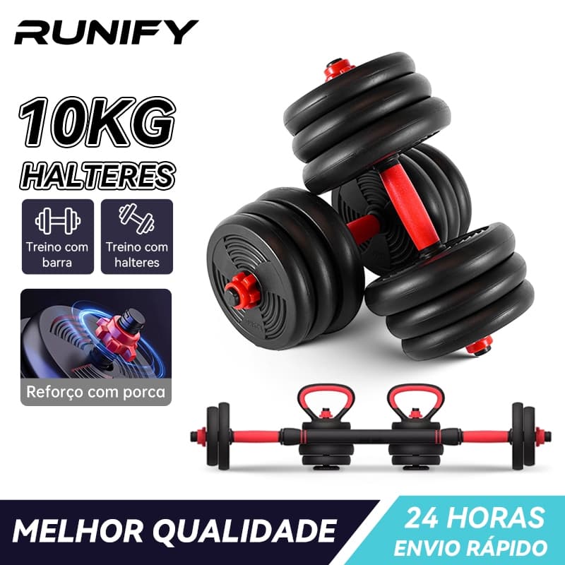 Kit Dumbbell Halter 10kg Ajustável Academia Musculação Para Braço Costa Peitoral Treino exercicio