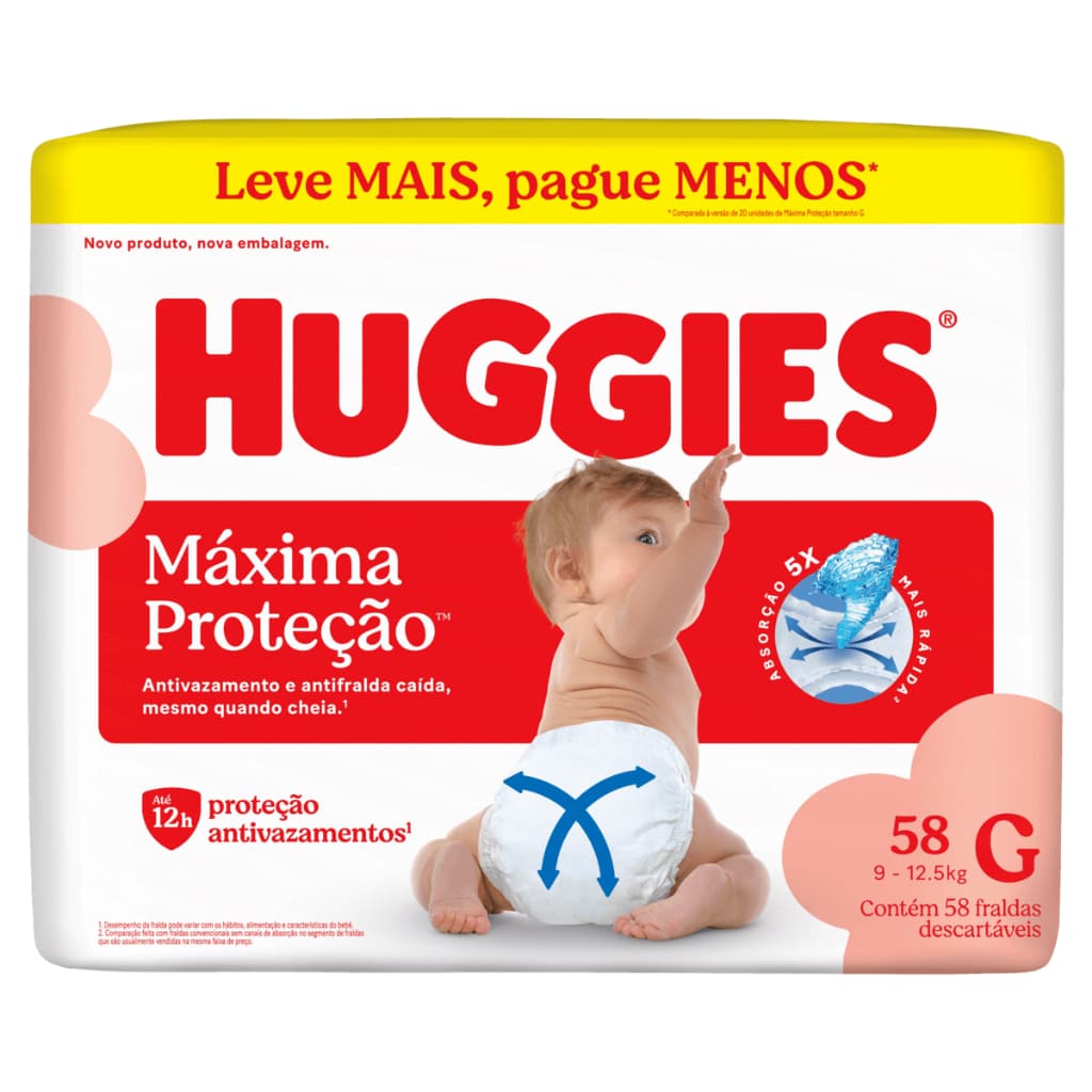 Fralda Infantil Huggies Supreme Care G Hiperzinha com 58 Unidades