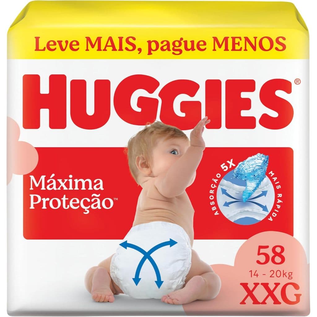 Fralda Infantil Huggies Supreme Care XXG Com 58 Unidades