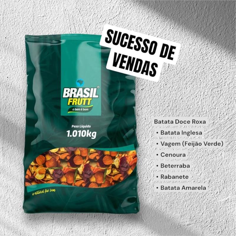 Mix de Vegetais liofilizados desidratados 1kg Premium Brasilfrutt | Snack Saudável Crocante vegano