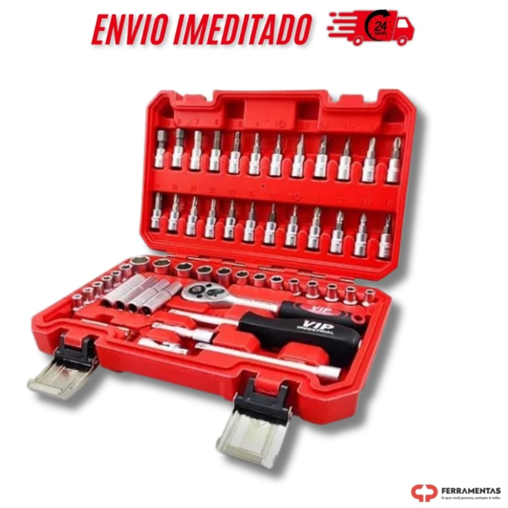 Jogo De Soquete 1/4 com Catraca 57peças - Vip Industrial - 904710