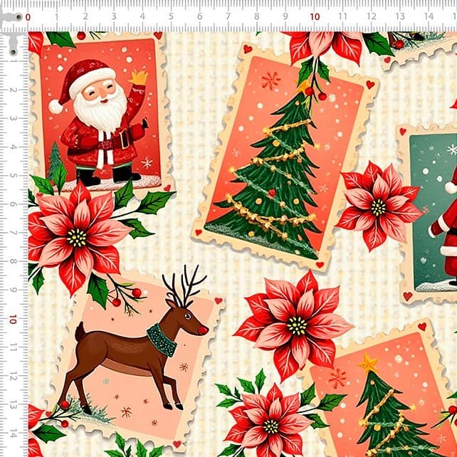 Tecido Tricoline Natal 100% Algodão 50cm x 1,50m Estampa Natalina Patchwork