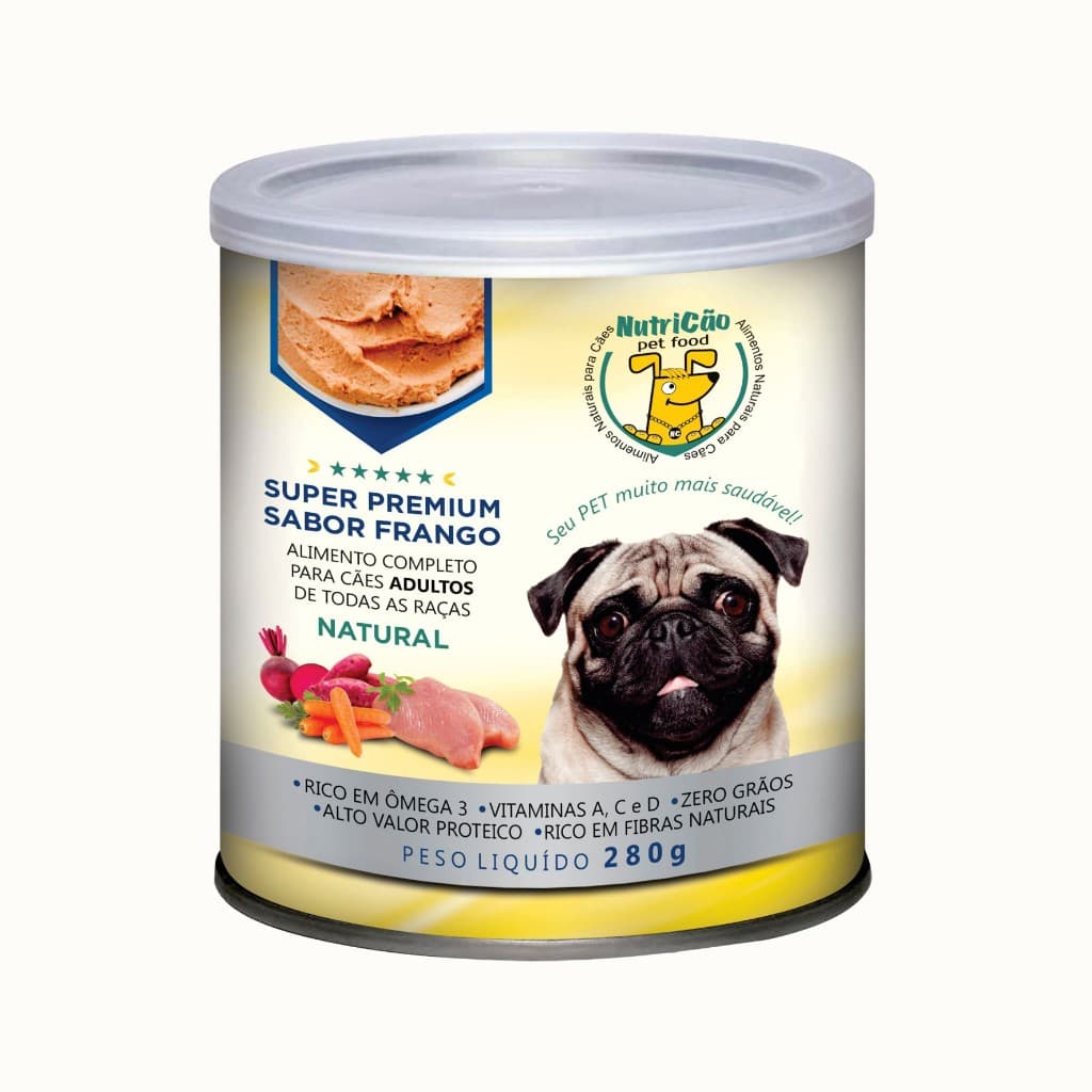 Ração Úmida Patê Natural Cães Adulto Maximo Sabor Frango NutriCão Pet Food Ração Molhada