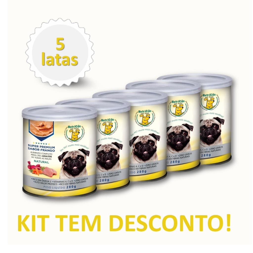 Kit Ração Úmida Patê Natural Maximo Sabor Frango Cães Adulto NutriCão Pet Food Ração molhada