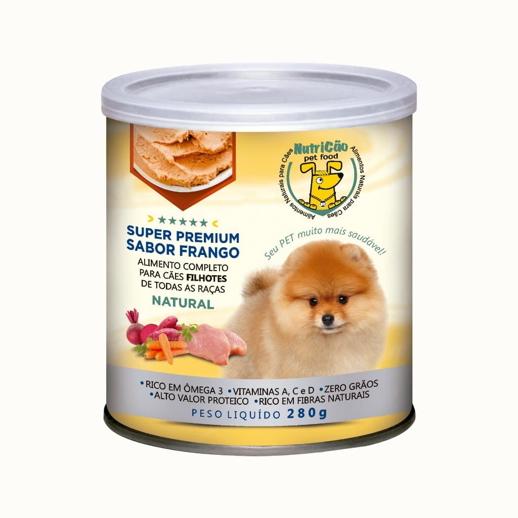 Ração Úmida Patê Natural Cães Filhotes Maximo Sabor Frango NutriCão Pet Food Ração Molhada