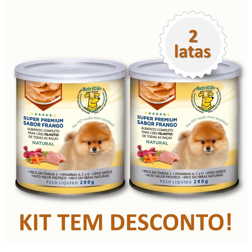 Kit Ração Úmida Patê Natural Cães Filhotes Sabor Frango NutriCão Pet Food Max Benefíci Ração Molhada