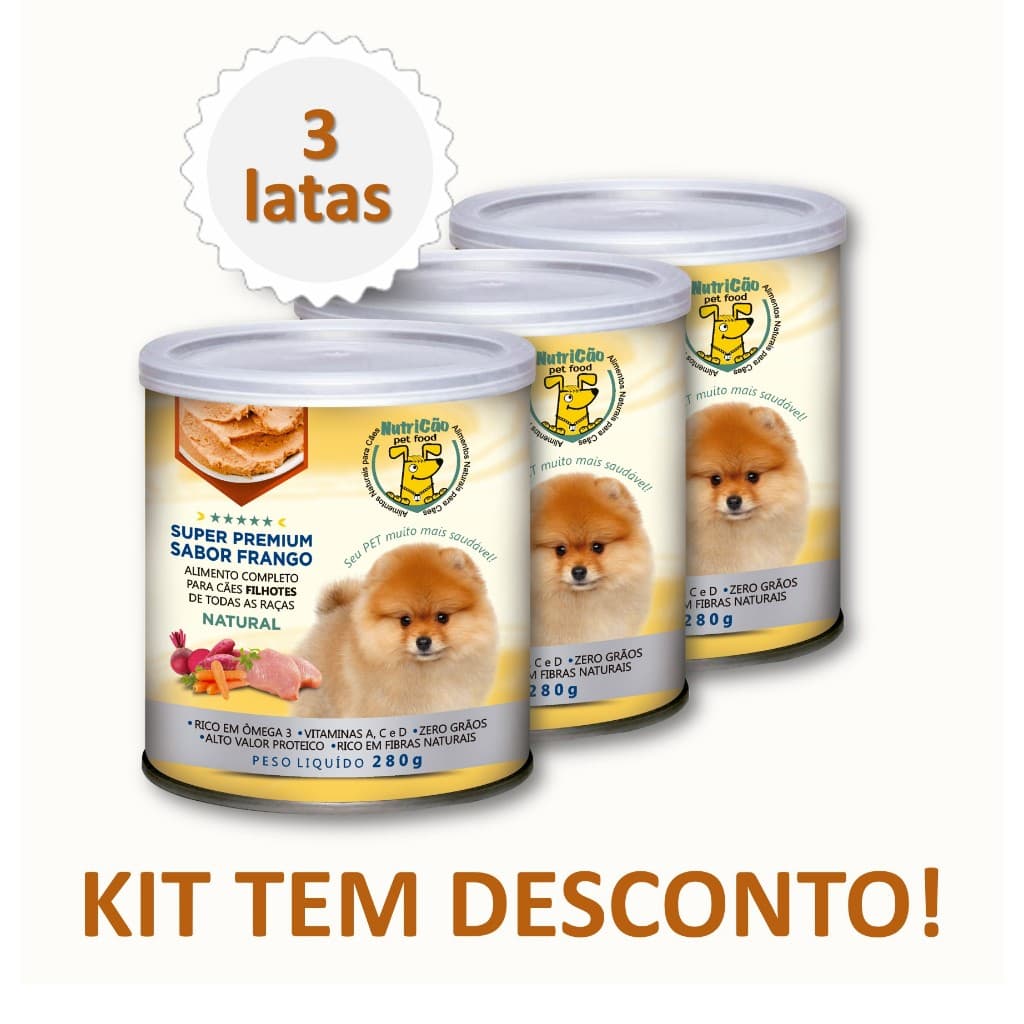 Kit Ração Úmida Patê Natural Cães Filhotes Sabor Frango Maxima Saúde NutriCão Pet Food Ração Molhada