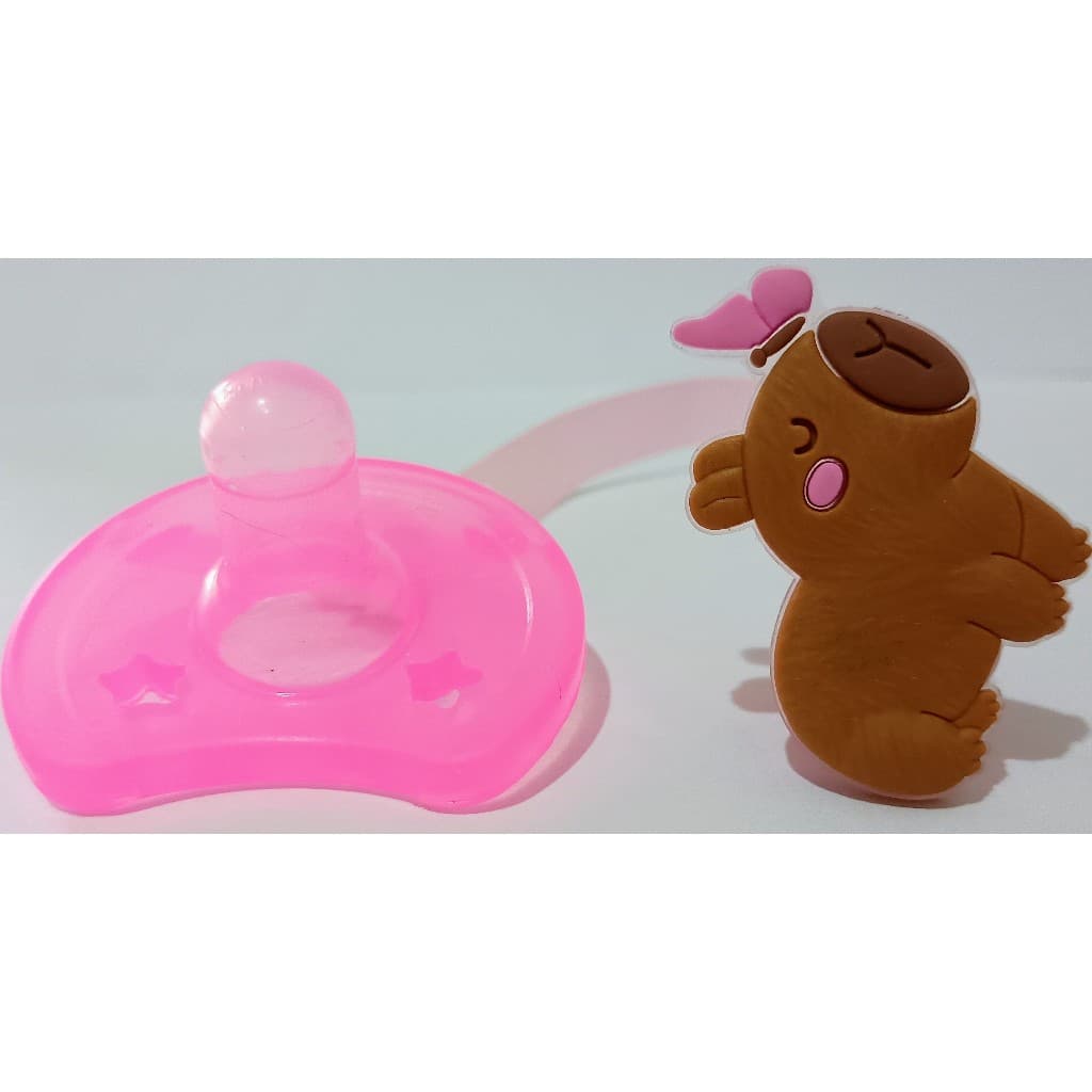 Kit Chupeta 100% Silicone tamanho 1 + Prededor de chupeta SORTIDO  - ROSA