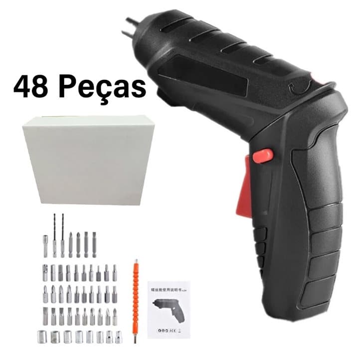 kit Parafusadeira/furadeira 48/11 pçs portátil carregador usb Leve forte desmontar e montar