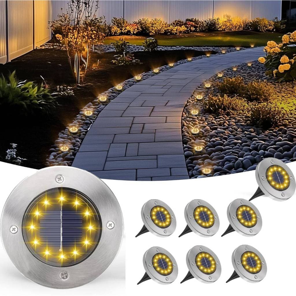 Luminárias Solares De Jardim Adequadas Para Iluminação LED Externa Em Gramados Caminhos 8/12 LEDs.