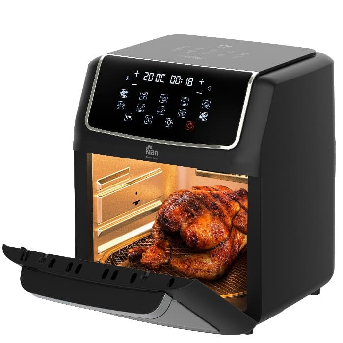 Air Fryer Forno Oven 12L Fritadeira Elétrica Sem Oléo 1900W Preta Multiuso Kian