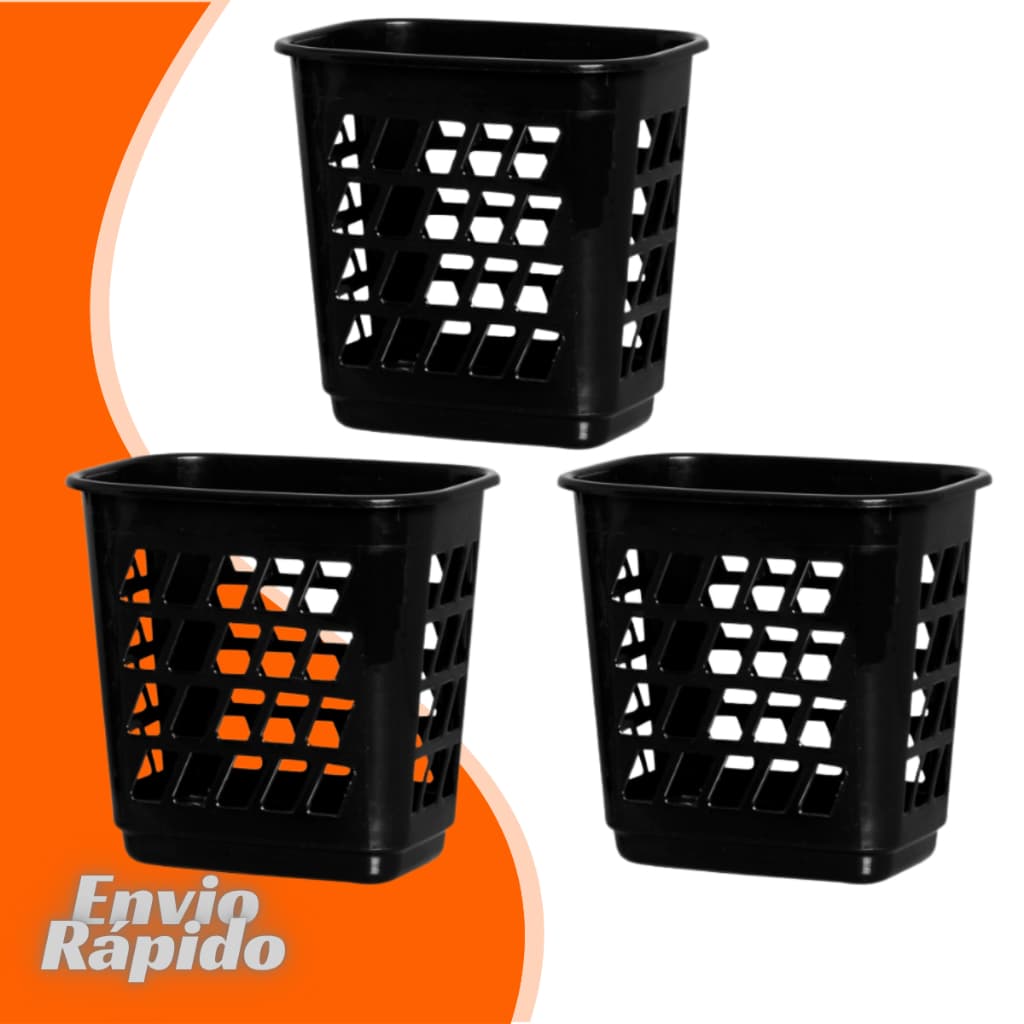 Cesto Telado Retangular 10 Litros Organizador Multiuso Plástico Banheiro Cozinha Quarto Lixeira Lixo