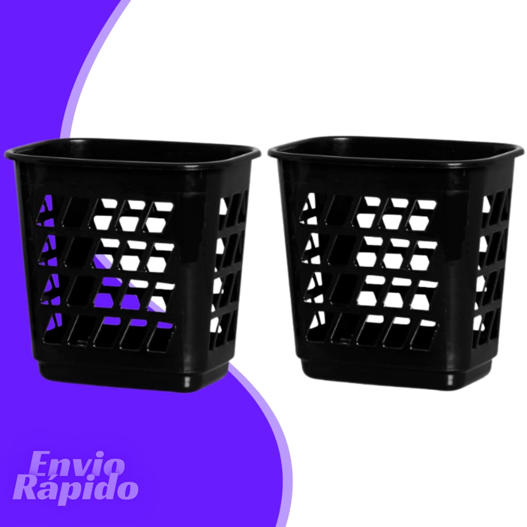2 X Cesto Plastico Telado Retangulare 10 Litros Organizador Multiuso Escritório Banheiro Cozinha 10L