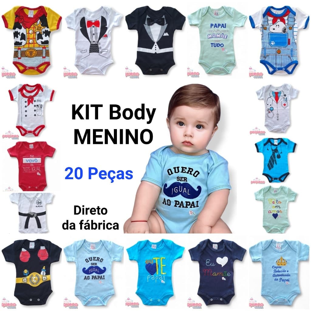 Body Bebê Menino Kit Body Enxoval Bebê Menino Body Atacado Bebê Revenda 100% Algodão