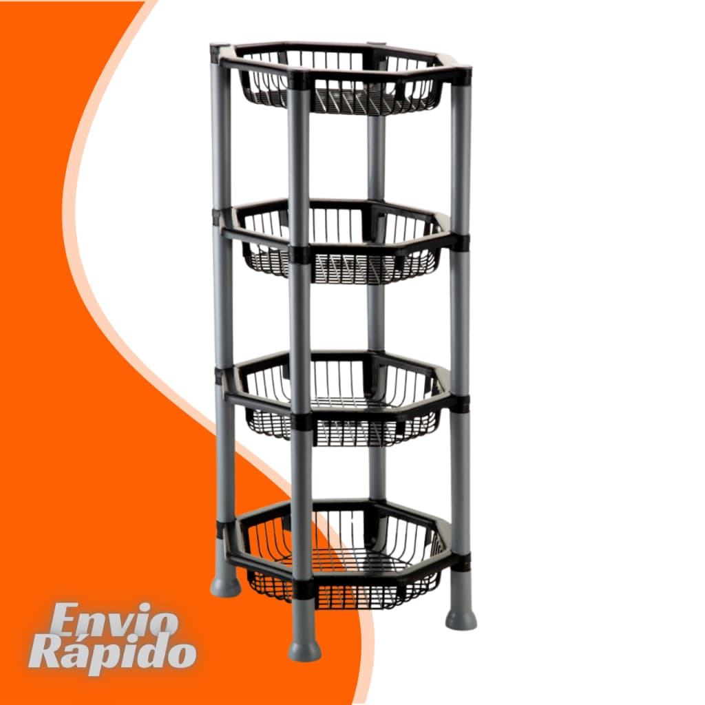 Cesto Fruteira Organizador 4 Andares Plastico Banheiro Cozinha Retangular Quadrado Redondo Frutas