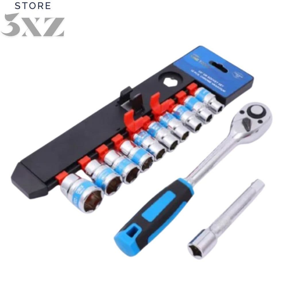 Jogo De Soquete Sextavado 1/2 Catraca 12 Peças com Extensão - 3XZ STORE