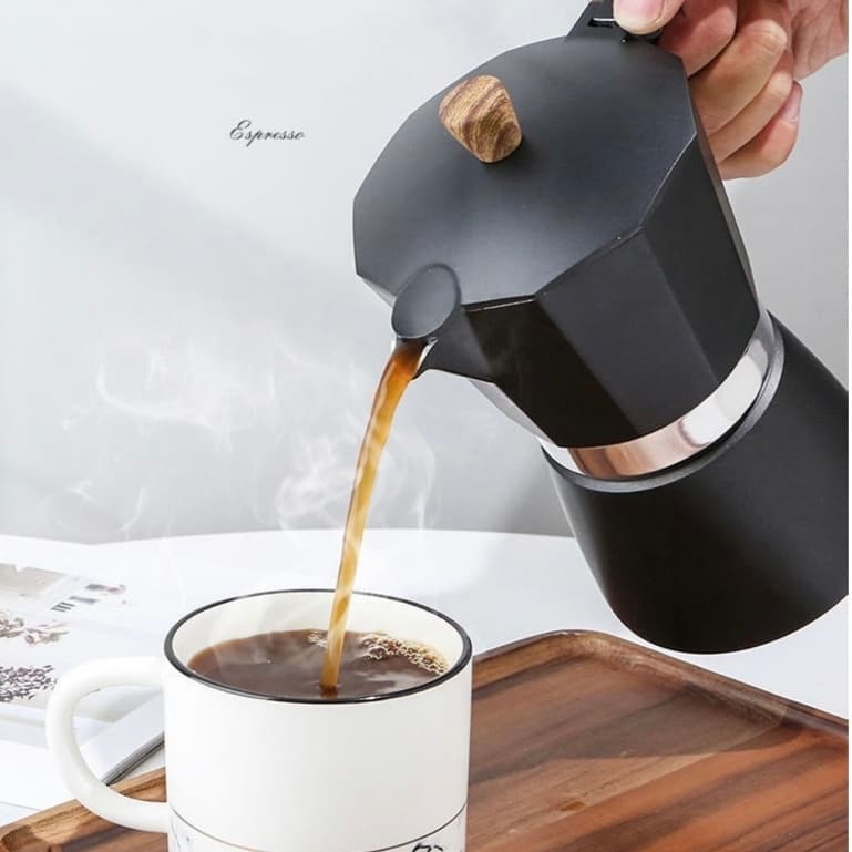 Cafeteira Italiana Moka 9 Xícaras Aluminio Preto Café Expresso Portátil