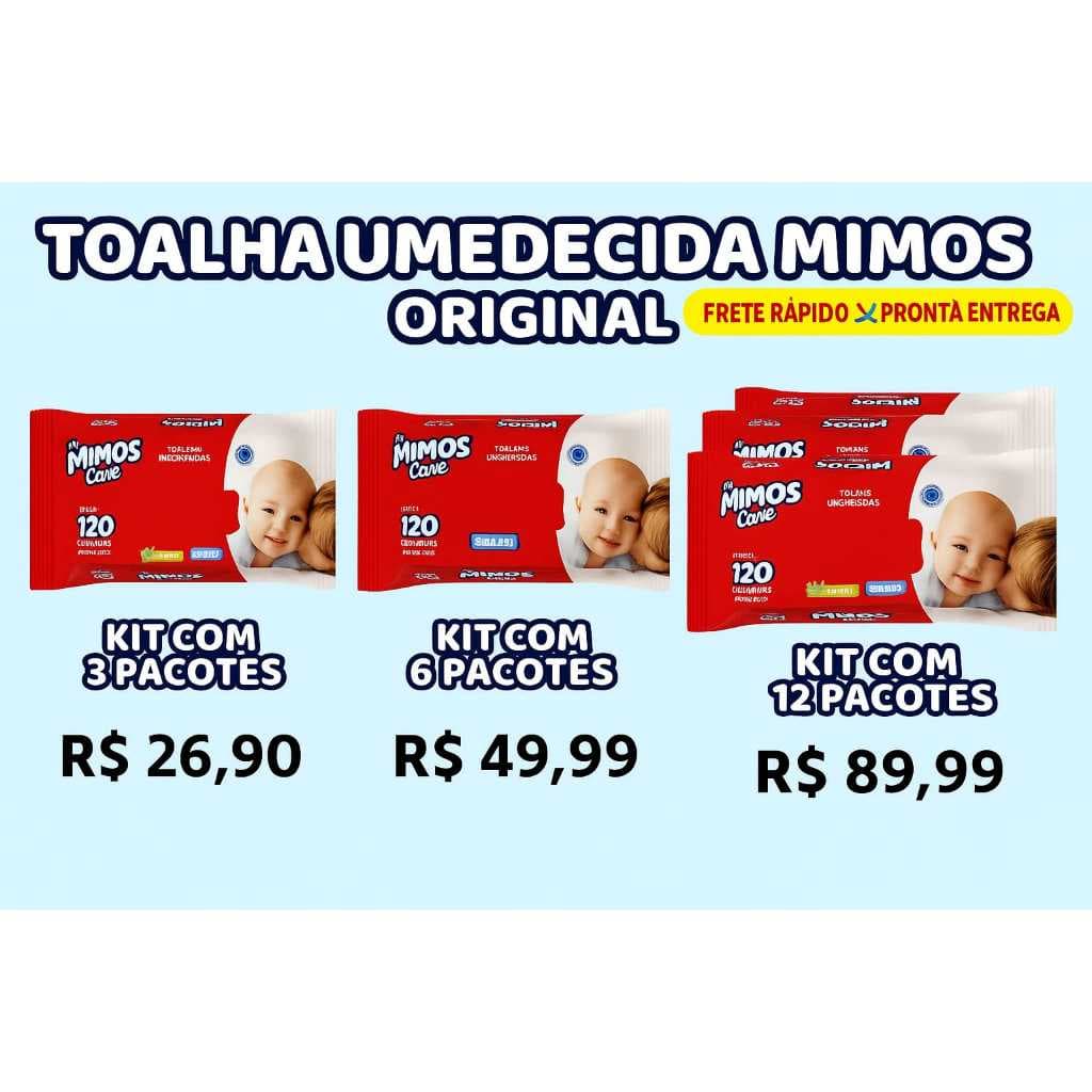 Kit 3 Lenço Toalha Umedecida Aloe Vera 120Uni Cada-My Mimos Care