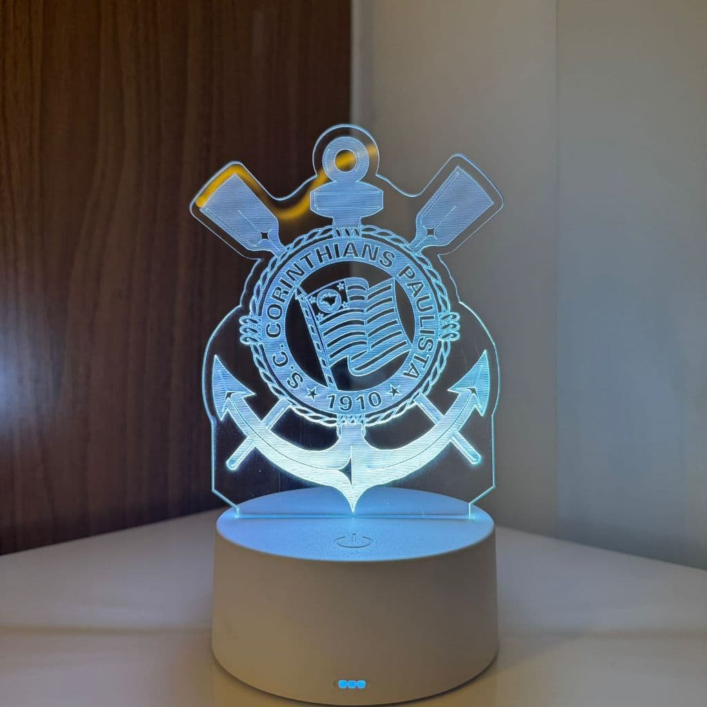 Luminária LED 3D Em Acrílico Abajur Presente Criativo - Luminária LED - Corinthians