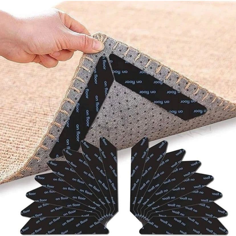 Kit 8 Almofadas Antiderrapantes Adesivas – Fixação para Tapetes em Cozinha, Sala e Acessórios Decor
