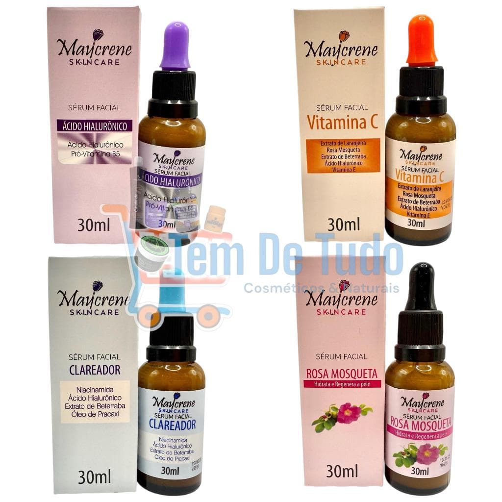 Linha de Sérum Facial Escolha o Seu (Ácido Hialurônico, Clareador, Rosa Mosqueta e Vitamina C)
