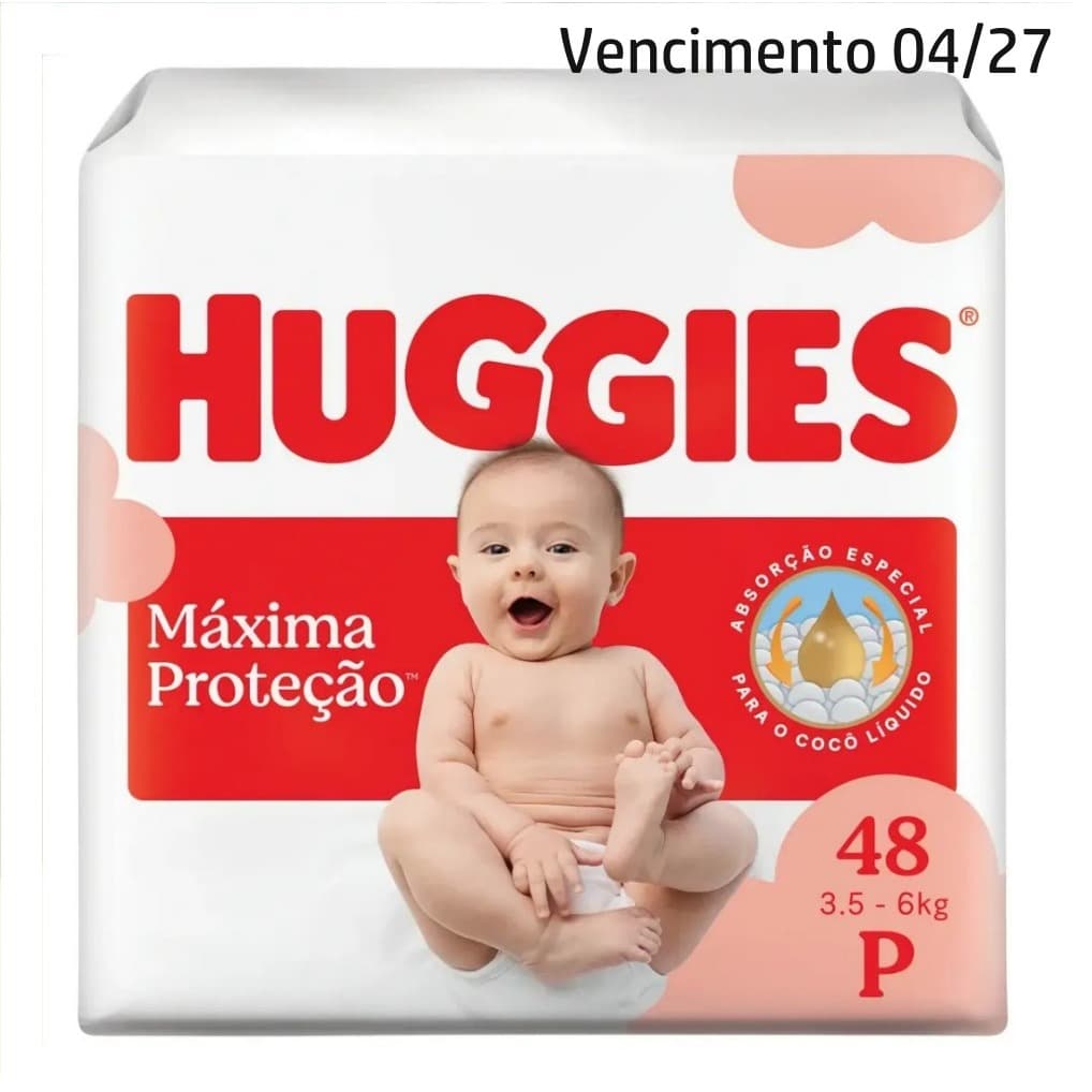 Fralda Huggies P com 48, 96 ou 144 unidades - Escolha a sua