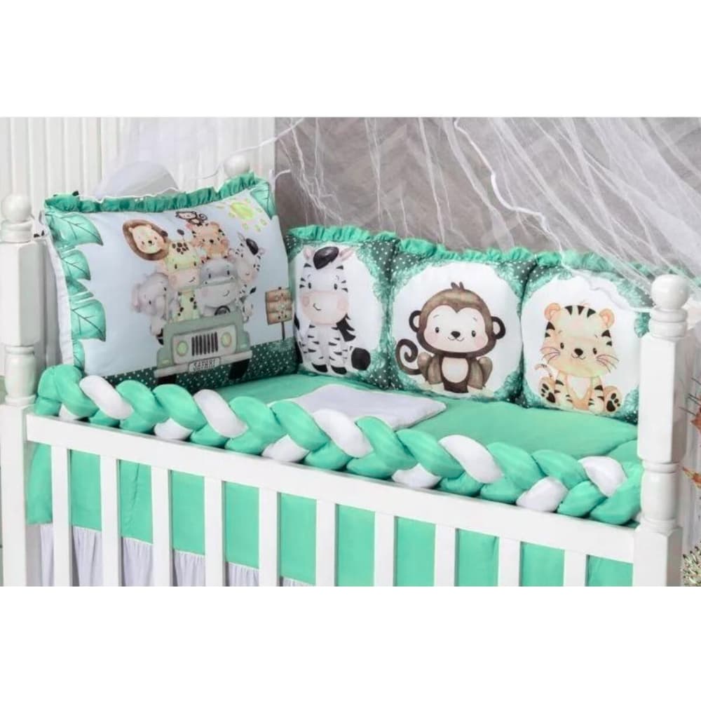 Kit Berço Almofadinha Padrão Americano Enxoval Menino Menina Sublimado 12 Peças Completo