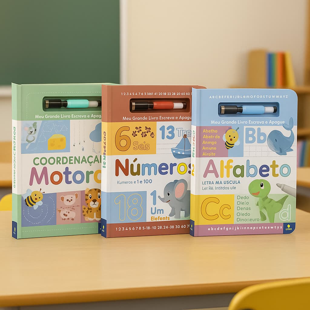 livro Escreva e Apague - Números, Alfabeto e Coordenação Motora para o Desenvolvimento Infantil