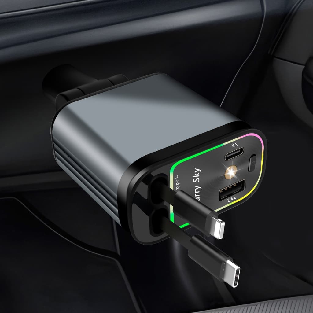 Carregador Veicular 120W Carregamento Rápido com LED 4 em 1carregador automotivo Androids iOS\\