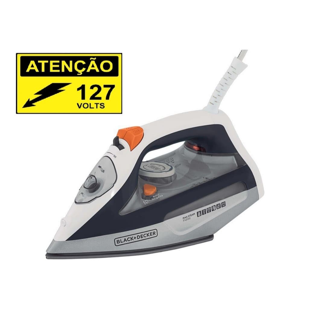Ferro de passar a vapor Black+Decker FX3100 cor cinza com base antiaderente ( 127 volts)