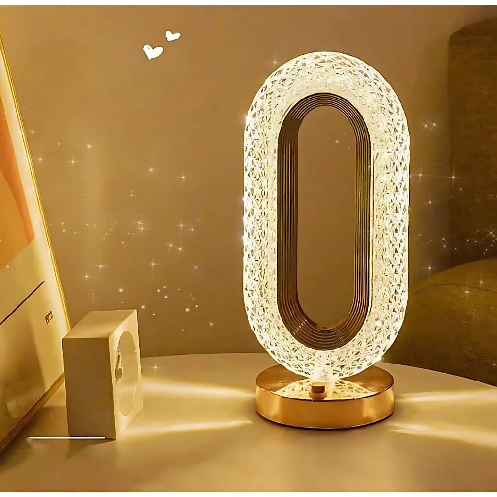 Luminária de Mesa Lâmpada Quarto Luxuosa Cristal Acrílico 3 Tons de Led