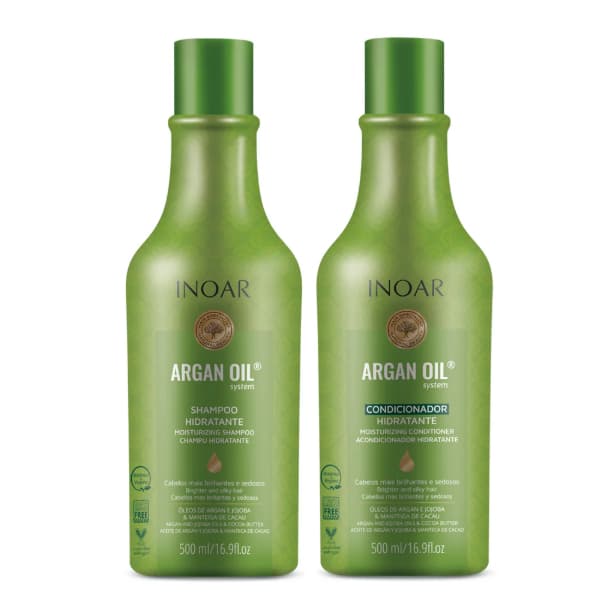 Kit Inoar Argan Oil Shampoo 500ml + Condicionador 500ml Hidratante - Cabelos Brilhantes e Sedosos