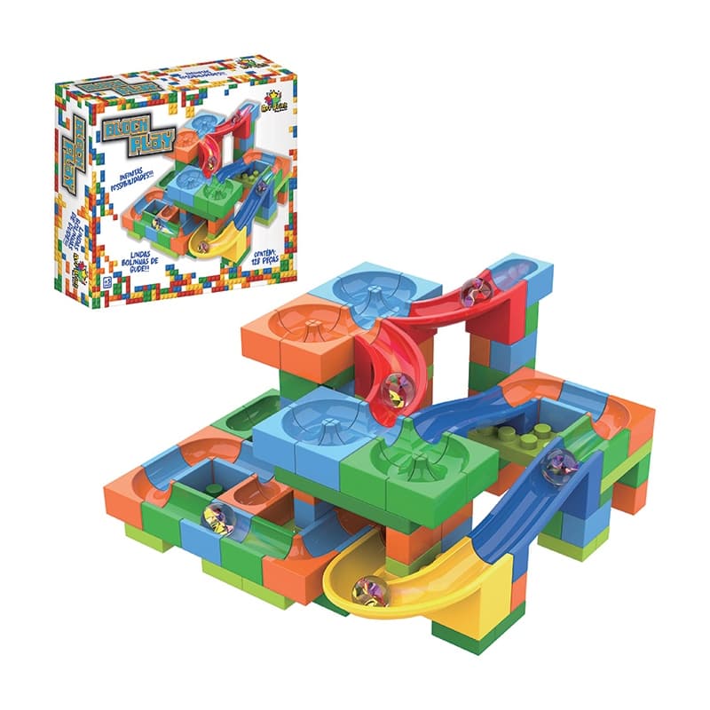 Block Play Pista Labirinto Lego Blocos De Montar Brinquedos Infinitas Possibilidades Com 128 Peças