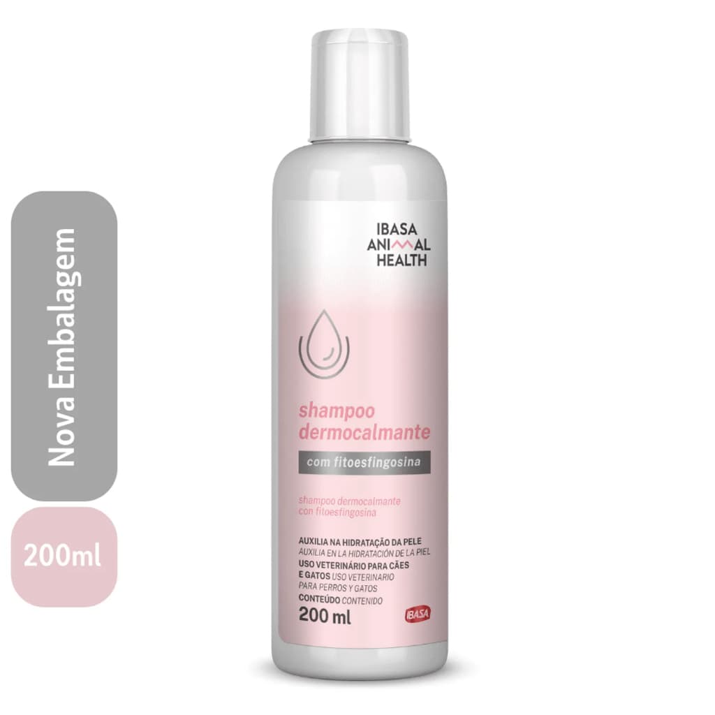 Shampoo Hidratante Dermocalmante para Cães e Gatos com Fitoesfingosina Ibasa 200ml - USO VET
