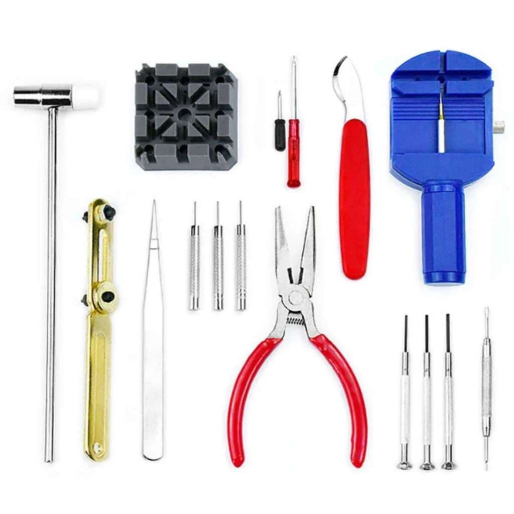 Kit Relojoeiro 16 Pecas de Relógio Completo De Ferramentas Para RelojoeiroAcessórios para relógios