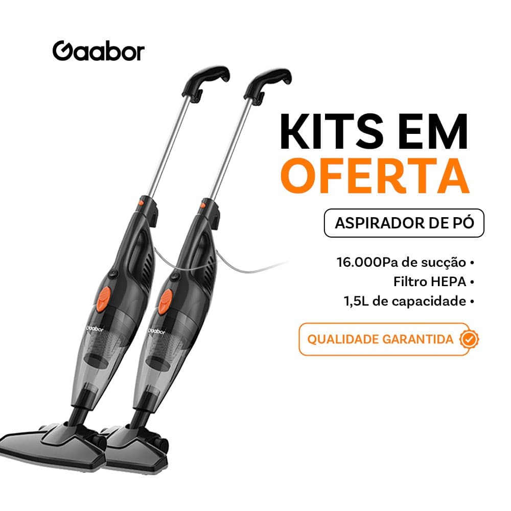 [Venda em combo]Gaabor Kit com 2 Aspiradores 2 em 1 Portáteis com Fio Haste de Pressão e Super Sucção de 16000Pa